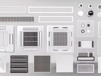 Diverse Air Conditioner Air Outlets With Various Shapes Grid Designs and Panel Styles 3d model