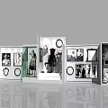 Modern Fashion Display Area With Mannequins Pictures And Glass Cabinets