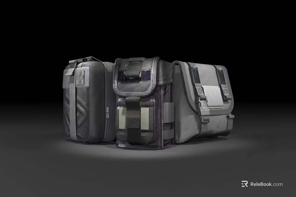 Gray Tactical Backpacks With Multiple Pockets Durable Material And Functional Design 3d model 