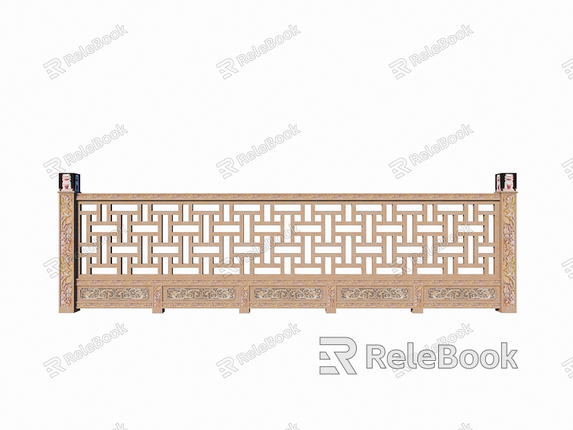 Wooden Railing Commercial Guardrail Handrail model