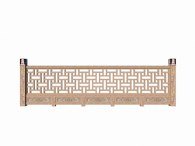 Wooden Railing Commercial Guardrail Handrail 3d model