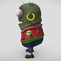 Cartoon Style Game Movie Character With Green Skin Big Eyes Red Vest And Blue Pants 3d model