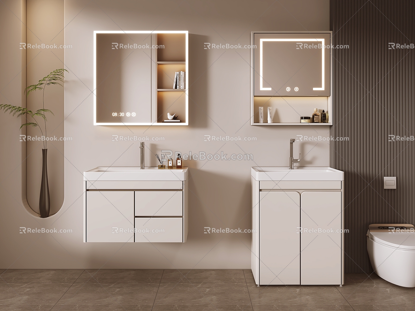 Cream Air Bathroom Cabinet Wash Cabinet 3d model