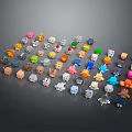 Small Colorful Characters And Creatures With Various Styles And Playful Designs 3d model