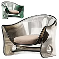 Stylish Modern Transparent Acrylic Leisure Chair With Beige Cushion And Armrest Design