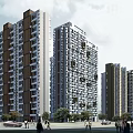 Modern High Rise Residential Complex With Central Greenery And Landscaped Layout