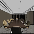 Modern Office Interior Design With Workstations Ergonomic Chairs Large Windows And Lighting 3d model