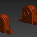 Two Brown Durable Industrial Mechanical Equipment Bearing Housing Components Used In Heavy Machinery