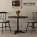 Elegant Round Negotiation Table With Black Chairs Upholstered Seats And Yellow Flower Vase