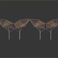 Geometric Animal Sculpture With Wood And Metal Structure On Black Background