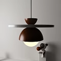 Ancient Style Restaurant Chandelier Japanese Style Vintage Dining Table Bar Main Lamp Creative Full Spectrum Walnut Color UFO Chandelier 3d model