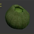 Fresh Green Fruit With Cracked Surface And Hollow Light Green Interior