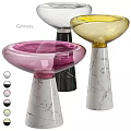 Elegant Modern Table Lamp With Colorful Transparent Pink Yellow Glass Shades And Marble Base