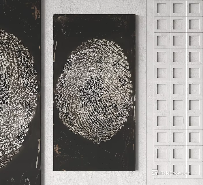 Abstract Fingerprint Art With Intricate Grid Pattern And Textured Design 3d model