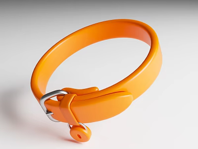 Orange Pet Collar With Metal Buckle And Small Pendant For Dogs And Cats 3d model