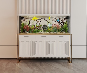 Modern Fish Tank Glass Fish Tank Aquarium Display Cabinet Side Cabinet 3d model