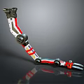 Innovative Robotic Character Mechanical Arm With Red White Sections And Articulated Metal Joints