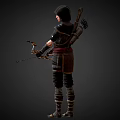 Elven Archer Character With Bow And Arrowquiver In Dark Outfit