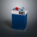 Blue Storage Container With Red Lid And Number 001 Design 3d model