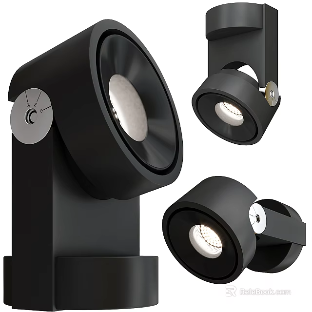 Sleek Black Modern Recessed Spotlights With Adjustable Angle LED Indoor Lighting Fixtures 3d model 