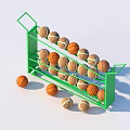 Green Basketball Storage Rack With Multiple Balls For Home Organization