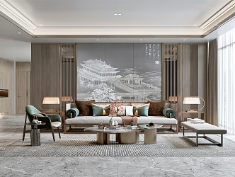 New Chinese Living Room 3d model