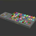 Assorted Household Daily Use Items on Gray Tray with Different Shapes Sizes and Colors