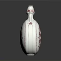 Decorative Ceramic Vase With White Body Red Floral Patterns And Two Handles