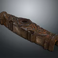 Vintage Wooden Decorative Ornament Set With Intricate Carvings And Detailed Patterns