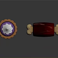 Delicious Homemade Tart With Purple Filling White Cream And Red Jelly Roll With Biscuit Sticks