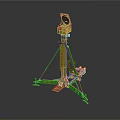 Yellow Tripod Mounted Monitoring Equipment With Radar Like Sensor And Movable Wheels