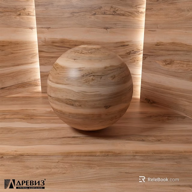 Wooden Sphere Decorative Component Placed On Wooden Surfaces With Natural Texture 3d model 