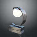 Modern Lighting Combination With Silver Metal Ring White Spherical Bulb And Square Base 3d model