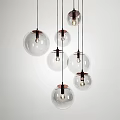 Modern Transparent Glass Globe Pendant Lights With Black And Copper Hanging Details
