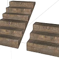 Natural Stone Stairs Design With Stacked Steps And Textured Surface 3d model