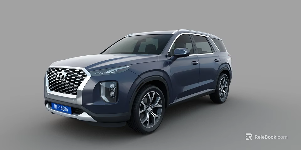 Dark Blue SUV Car With Modern Front Grille And Alloy Wheels Design 3d model 