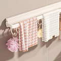 Wall Mounted Bathroom Accessories With Towel Rack Colorful Towels And Green Plant