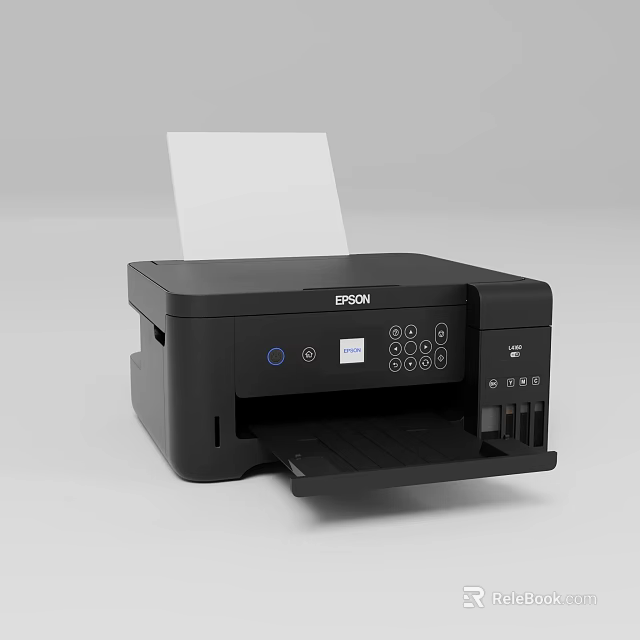 Epson Black Multifunction Office Printer Appliance With Control Panel And Paper Tray 3d model 