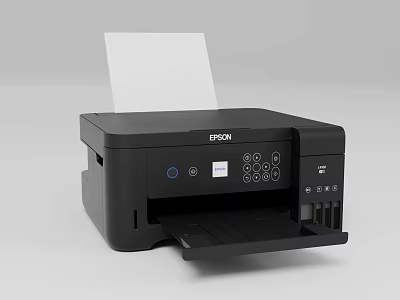 Epson Black Multifunction Office Printer Appliance With Control Panel And Paper Tray 3d model