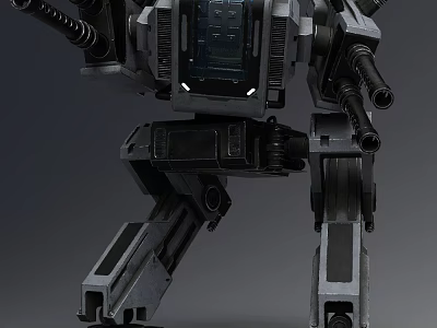 Mechanical Tank With Robotic Legs Multiple Armored Cannons And Heavy Armor 3d model
