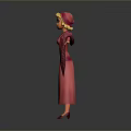 Animated Game And Movie Character In Pink Long Dress With Flowing Sleeves And Hat