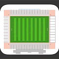 Football Stadium Design With Green Pitch Red and White Stands Roof and Seats