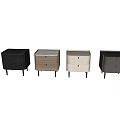 Modern Wooden Bedside Table With Two Drawers Black Slim Legs And Color Options