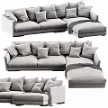 Modern Living Room Sectional Sofa With Multiple Soft Pillows And Comfortable Design 3d model