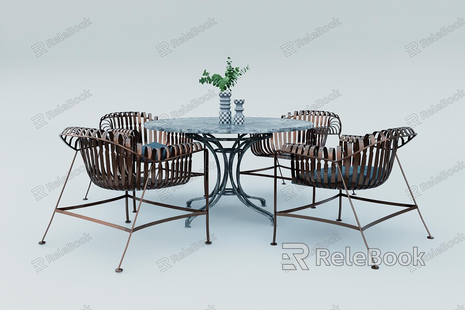 Nordic Table and Chair Combination Round Table and Chair Combination model