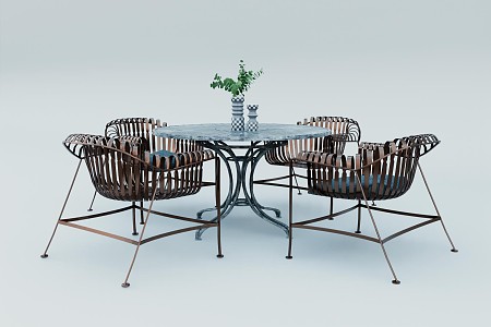 Nordic Table and Chair Combination Round Table and Chair Combination 3d model