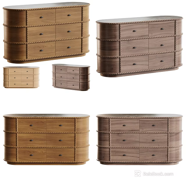 Modern Wooden Dressers With Multiple Drawers And Stitching Details In Various Tones 3d model 