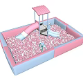 Play Equipment in Pink and Blue with Slide Ball Pit and Pink Balls