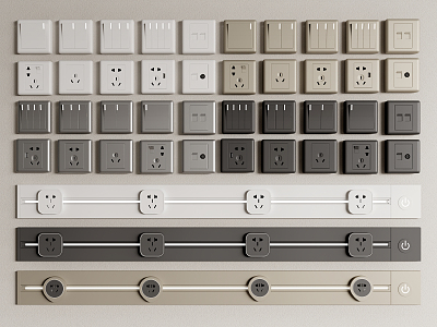 Modern switch socket combination mobile rail socket 3d model