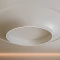 Modern Ceiling Design with Circular Oval Patterns White Smooth Surface and Ambient Lighting Effect